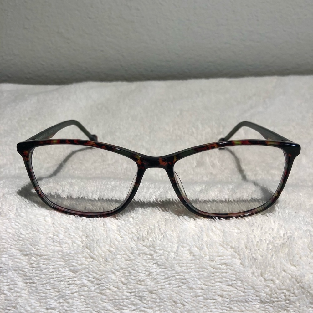 LISA LOEB Eyeglasses Cat Eye Green Flash 203 Pine Wine 56-16-140 Frames Only